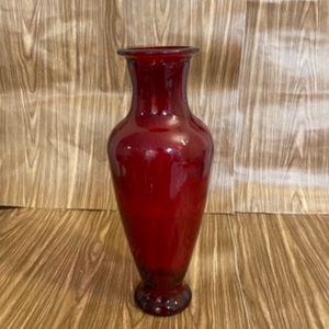 NWOT VitroColor Scarlet Ruby Red Glass  12" Vase with a 2&1/2” base & 4” core